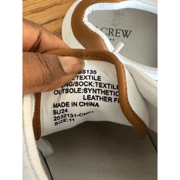 J.Crew Mens Canvas Lace Up Sneakers White & Tan Sneakers Size 11 - Picture 6 of 7